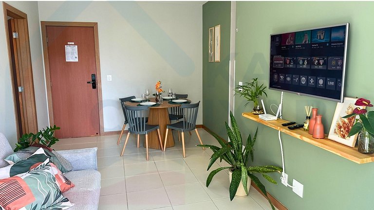 Vista p/ o Mar - Amplo apto de 2 quartos.